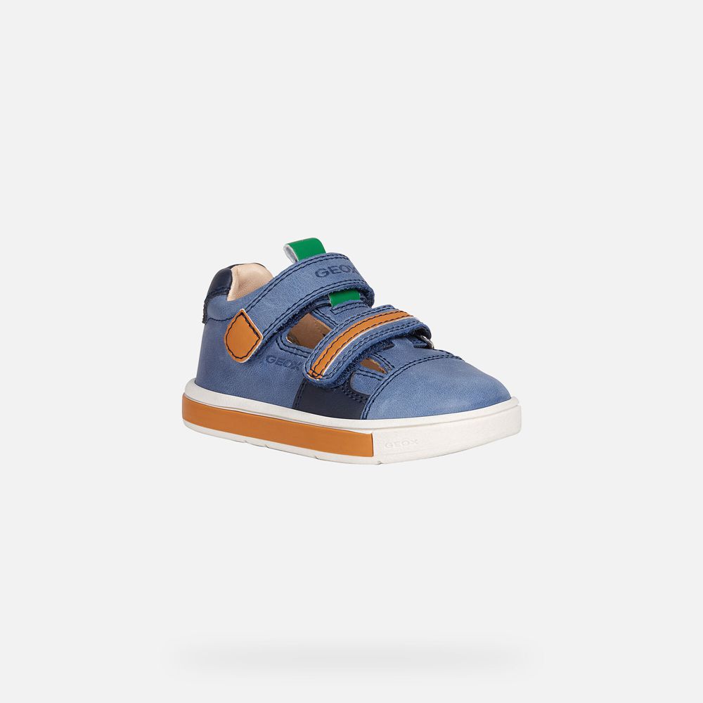 Basket Geox Trottola Boy - Bleu/Orange - Bebe 738591-TLN